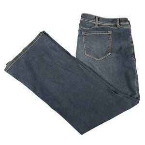 Women's Blue Jeans Size 24R 44x32 Wide Leg Flare Denim Blue Comfortable Fit